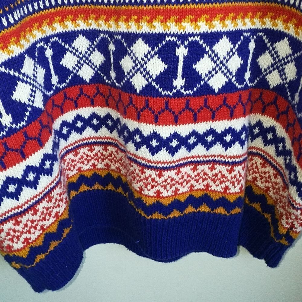Vintage Multicolored Fair Isles Embroidered Knitted Crewneck Sweater Size Medium - Picture 7 of 14